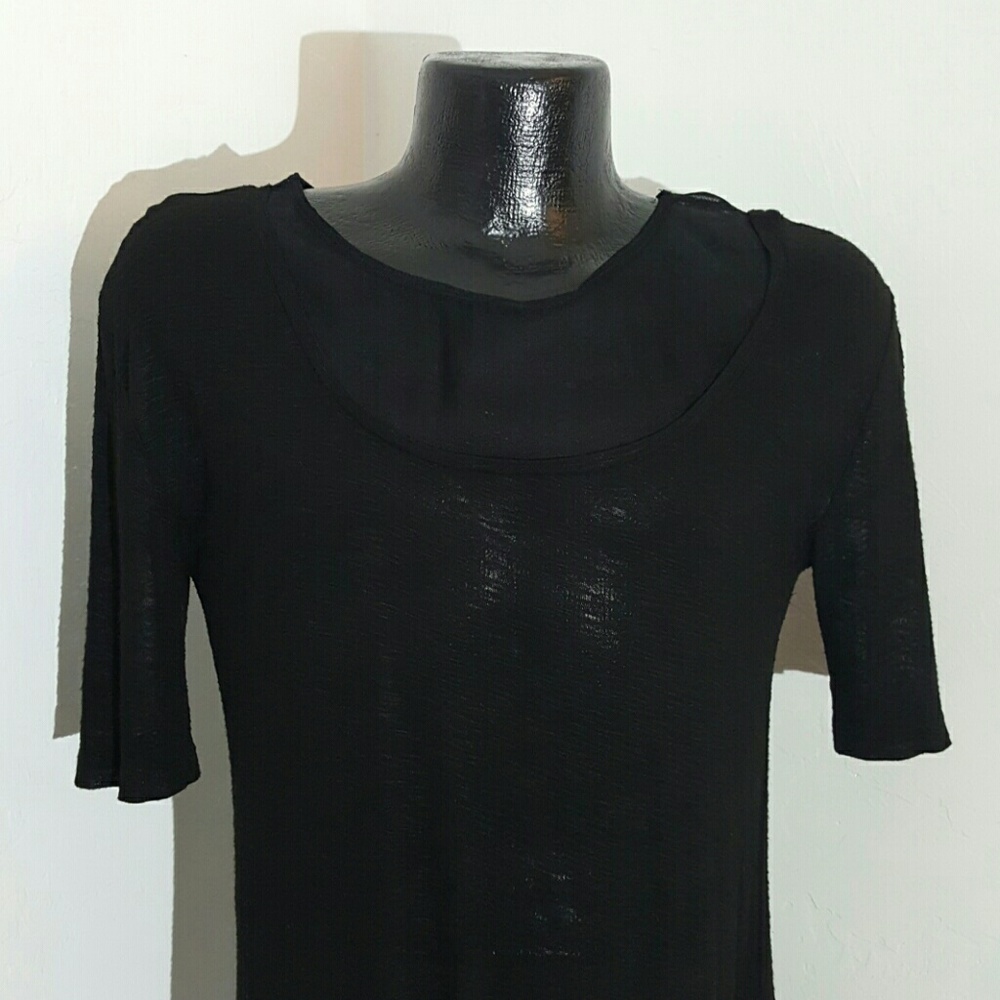 Rebecca Minkoff Black Rayon Tunic Top Size M Women Short Sleeve Casual